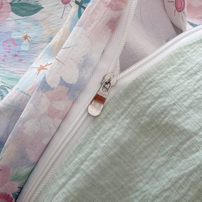 91家纺网 家纺一手货源 找家纺 （总）悠米悠家 2026新款亲肤舒适木棉双层纱印花四件套