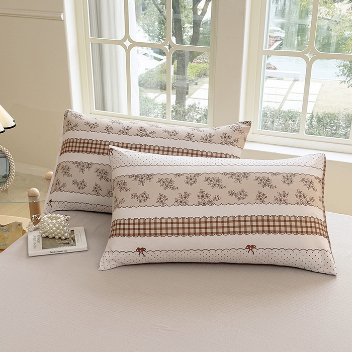 91家纺网 家纺一手货源 找家纺 悠米悠家 2026新款亲肤舒适木棉双层纱印花四件套 焦糖花境