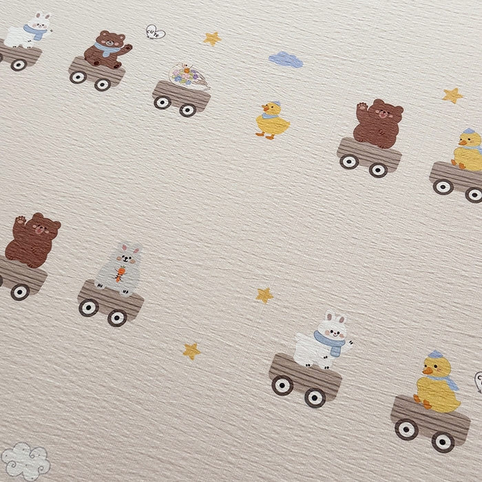 91家纺网 家纺一手货源 找家纺 悠米悠家 2026新款亲肤舒适木棉双层纱印花四件套 云间小铁道