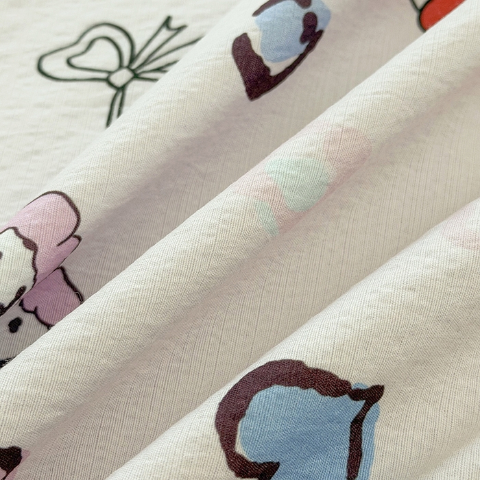 91家纺网 家纺一手货源 找家纺 悠米悠家 2026新款亲肤舒适木棉双层纱印花四件套 甜心Kitty日记