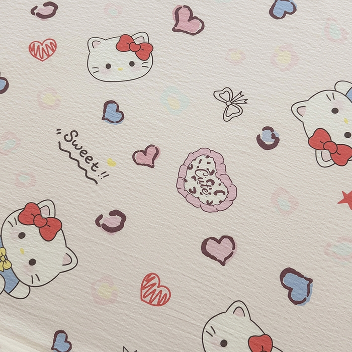 91家纺网 家纺一手货源 找家纺 悠米悠家 2026新款亲肤舒适木棉双层纱印花四件套 甜心Kitty日记