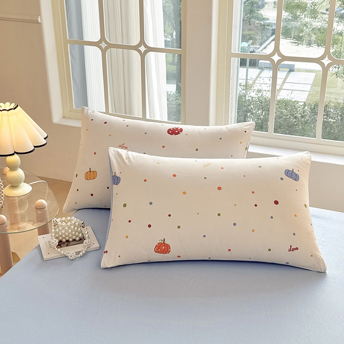 91家纺网 家纺一手货源 找家纺 悠米悠家 2026新款亲肤舒适木棉双层纱印花四件套 南瓜田园记