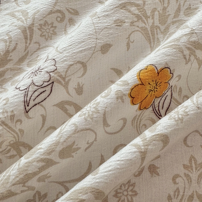 91家纺网 家纺一手货源 找家纺 悠米悠家 2026新款亲肤舒适木棉双层纱印花四件套 蜜熊絮语