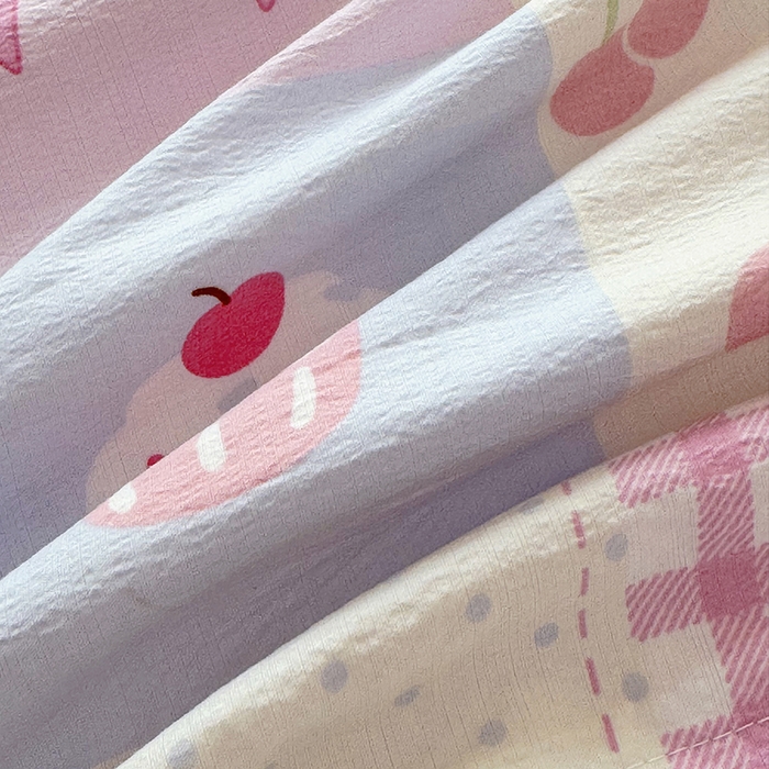 91家纺网 家纺一手货源 找家纺 悠米悠家 2026新款亲肤舒适木棉双层纱印花四件套 趣味乐园