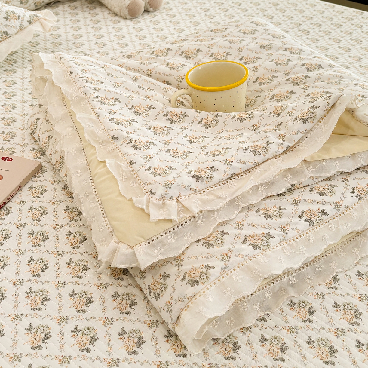 优悦生活馆 2026新款花边款锦氨凉感丝夏被 栗花