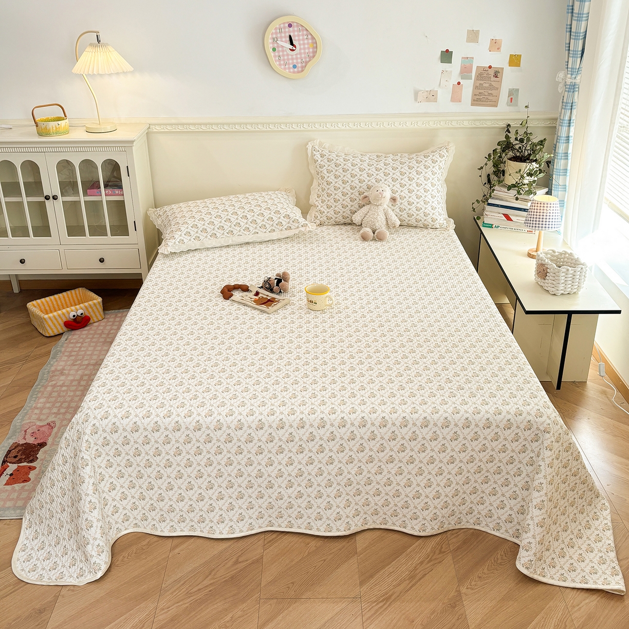 91家纺网 家纺一手货源 找家纺 优悦生活馆 2026新款花边款锦氨凉感丝夏被 栗花