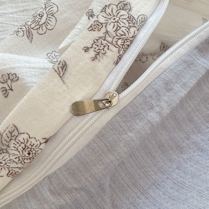 91家纺网 家纺一手货源 找家纺 悠米悠家 2026新款亲肤舒适木棉双层纱印花四件套 晨间花园