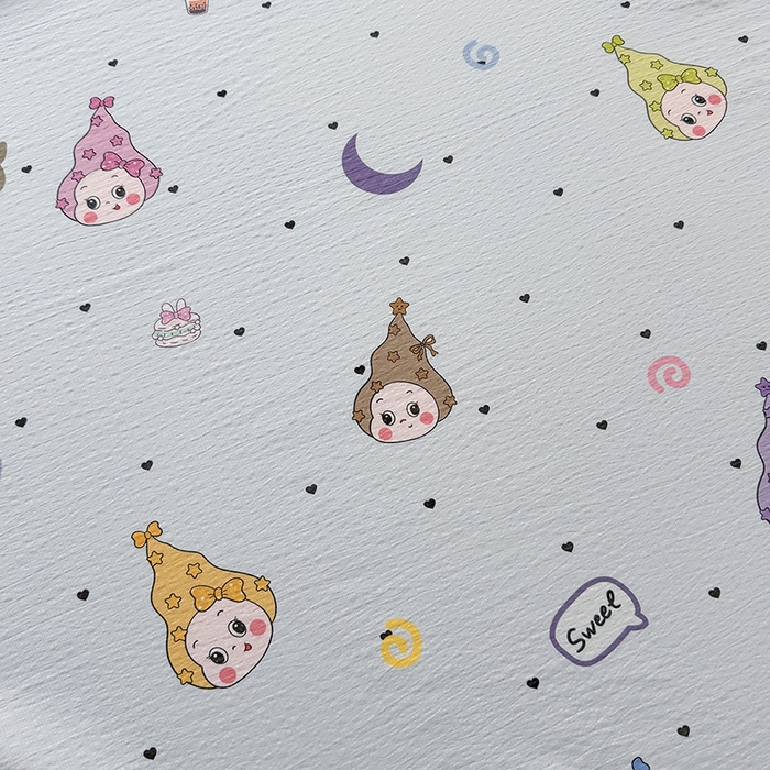 91家纺网 家纺一手货源 找家纺 悠米悠家 2026新款亲肤舒适木棉双层纱印花四件套 星梦精灵仔