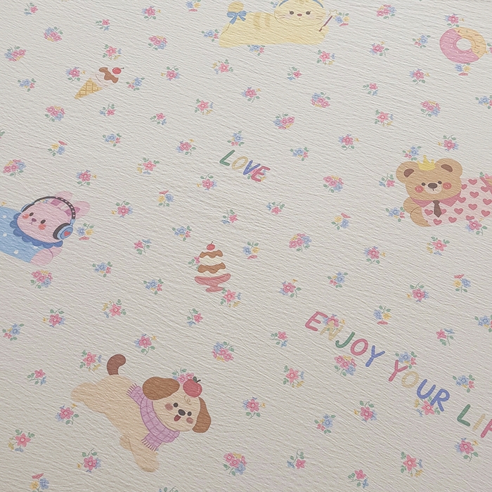 91家纺网 家纺一手货源 找家纺 悠米悠家 2026新款亲肤舒适木棉双层纱印花四件套 花漾萌宠