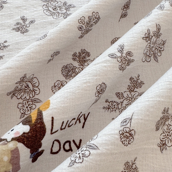 91家纺网 家纺一手货源 找家纺 悠米悠家 2026新款亲肤舒适木棉双层纱印花四件套 晨间花园