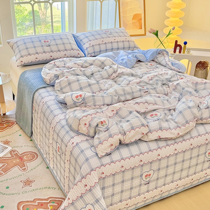 91家纺网 家纺一手货源 找家纺 悠米悠家 2026新款亲肤舒适木棉双层纱印花四件套 告白气球