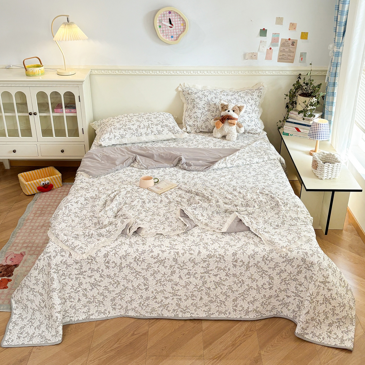 91家纺网 家纺一手货源 找家纺 优悦生活馆 2026新款花边款锦氨凉感丝夏被 素锦