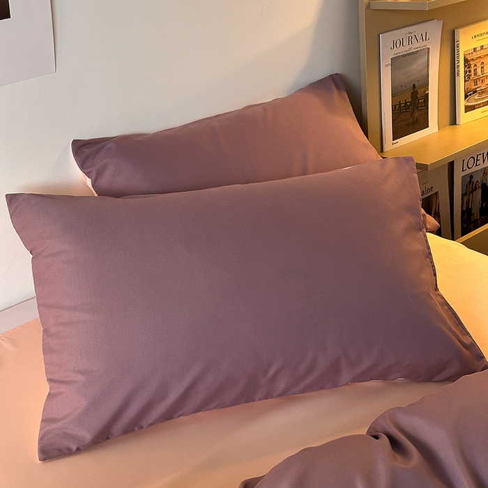 91家纺网 家纺一手货源 找家纺 缦绣阁家纺  2026新款夏季轻奢水洗冰丝四件套真丝简约纯色被罩被套学生宿舍三件套-洛可可系列 洛可可-浅紫+粉