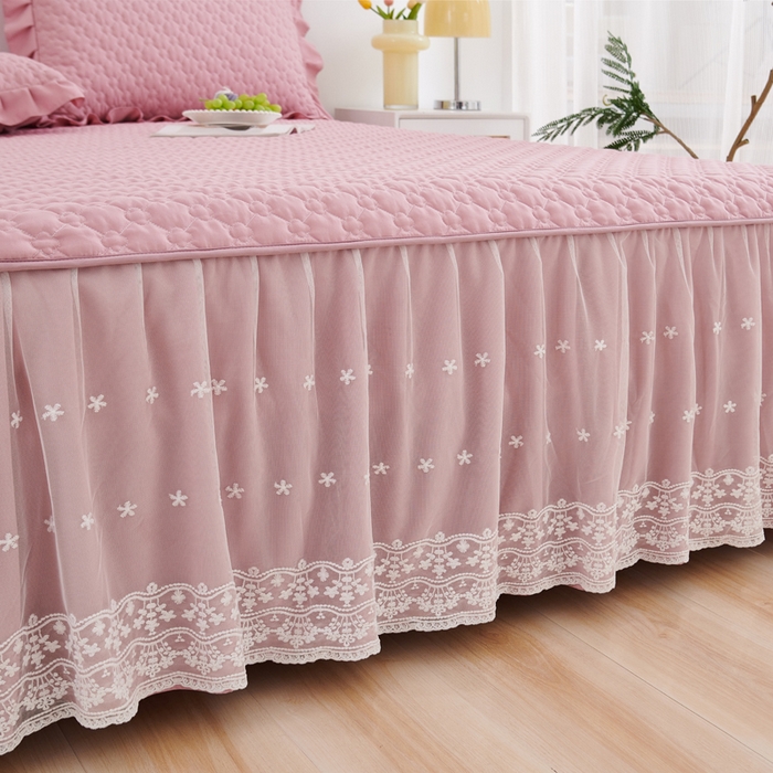 91家纺网 家纺一手货源 找家纺 沁童儿童用品店 2026新款高克重磨毛床裙 粉色