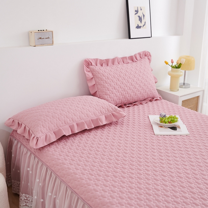 91家纺网 家纺一手货源 找家纺 沁童儿童用品店 2026新款高克重磨毛床裙 粉色