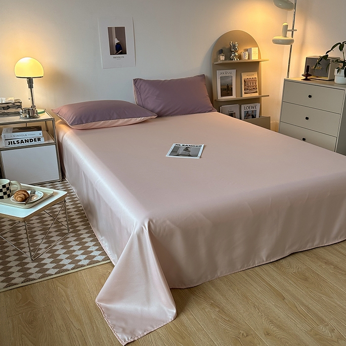 91家纺网 家纺一手货源 找家纺 缦绣阁家纺  2026新款夏季轻奢水洗冰丝四件套真丝简约纯色被罩被套学生宿舍三件套-洛可可系列 洛可可-浅紫+粉