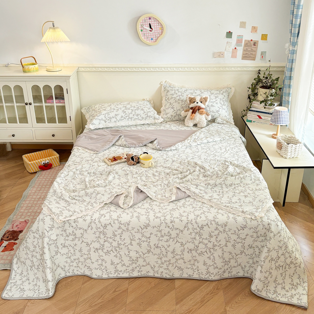 91家纺网 家纺一手货源 找家纺 优悦生活馆 2026新款花边款锦氨凉感丝夏被 紫雾