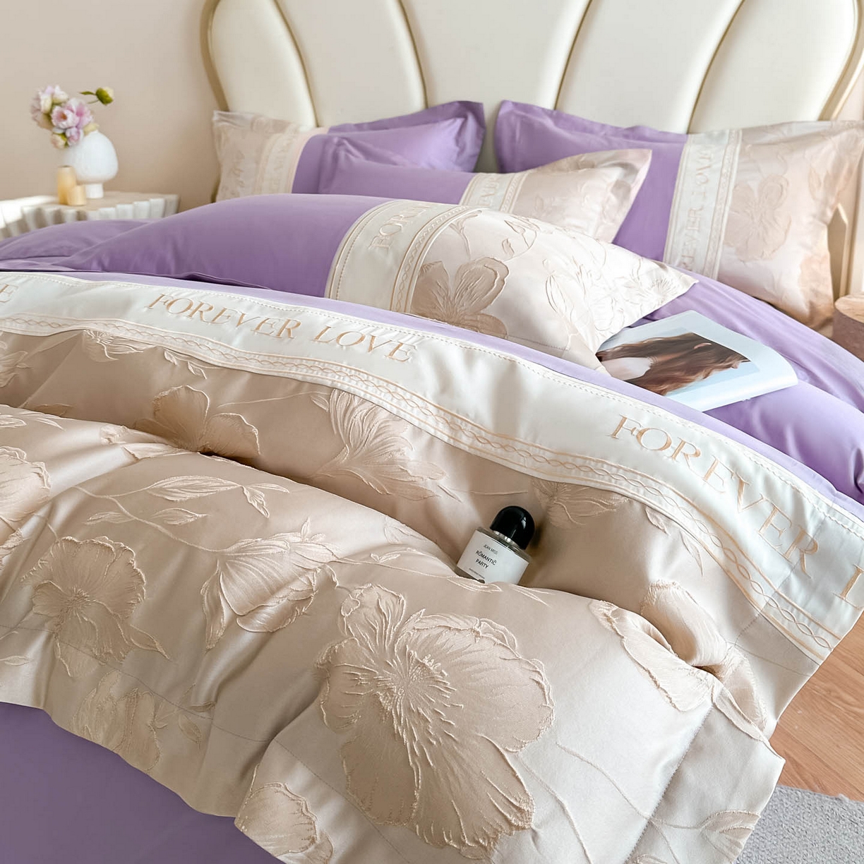 91家纺网 家纺一手货源 找家纺 犇牛仓储供应链 2026春夏新款浮雕刺绣四件套-浮光韵梦 浮光韵梦-星月紫