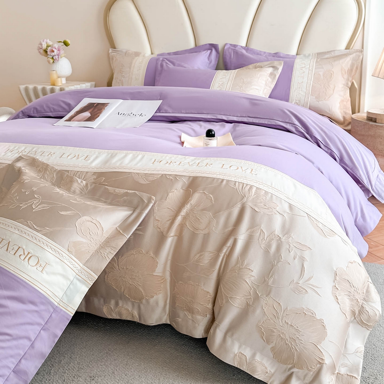 犇牛仓储供应链 2026春夏新款浮雕刺绣四件套-浮光韵梦 浮光韵梦-星月紫