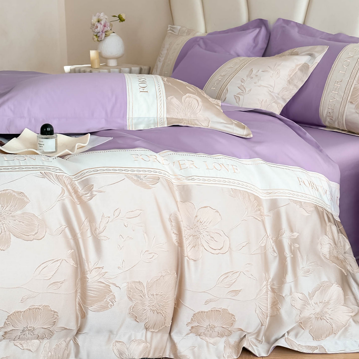 91家纺网 家纺一手货源 找家纺 犇牛仓储供应链 2026春夏新款浮雕刺绣四件套-浮光韵梦 浮光韵梦-星月紫