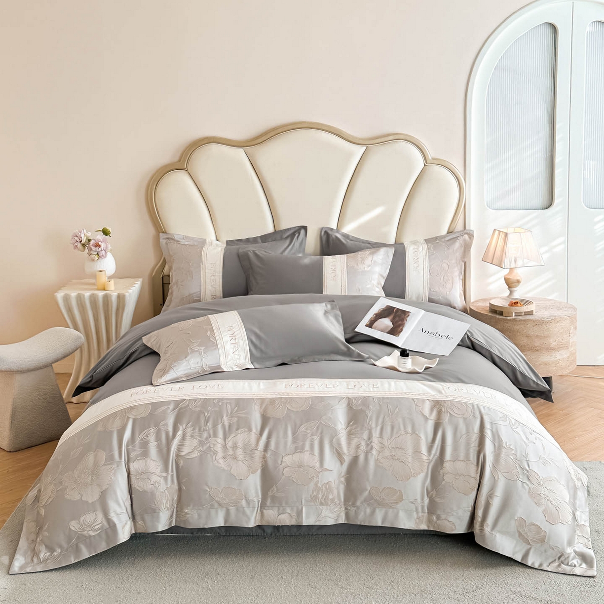 91家纺网 家纺一手货源 找家纺 犇牛仓储供应链 2026春夏新款浮雕刺绣四件套-浮光韵梦 浮光韵梦-雅士灰