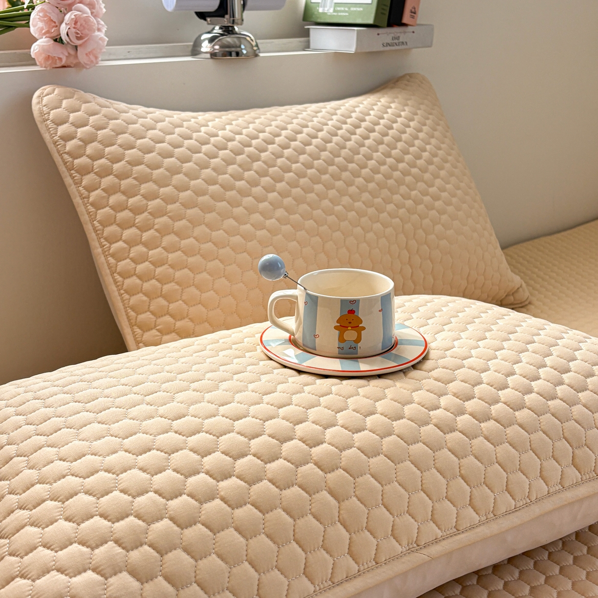 91家纺网 家纺一手货源 找家纺 居眠 2026新款微笑全棉夹棉单枕套枕套单件 微笑-卡其