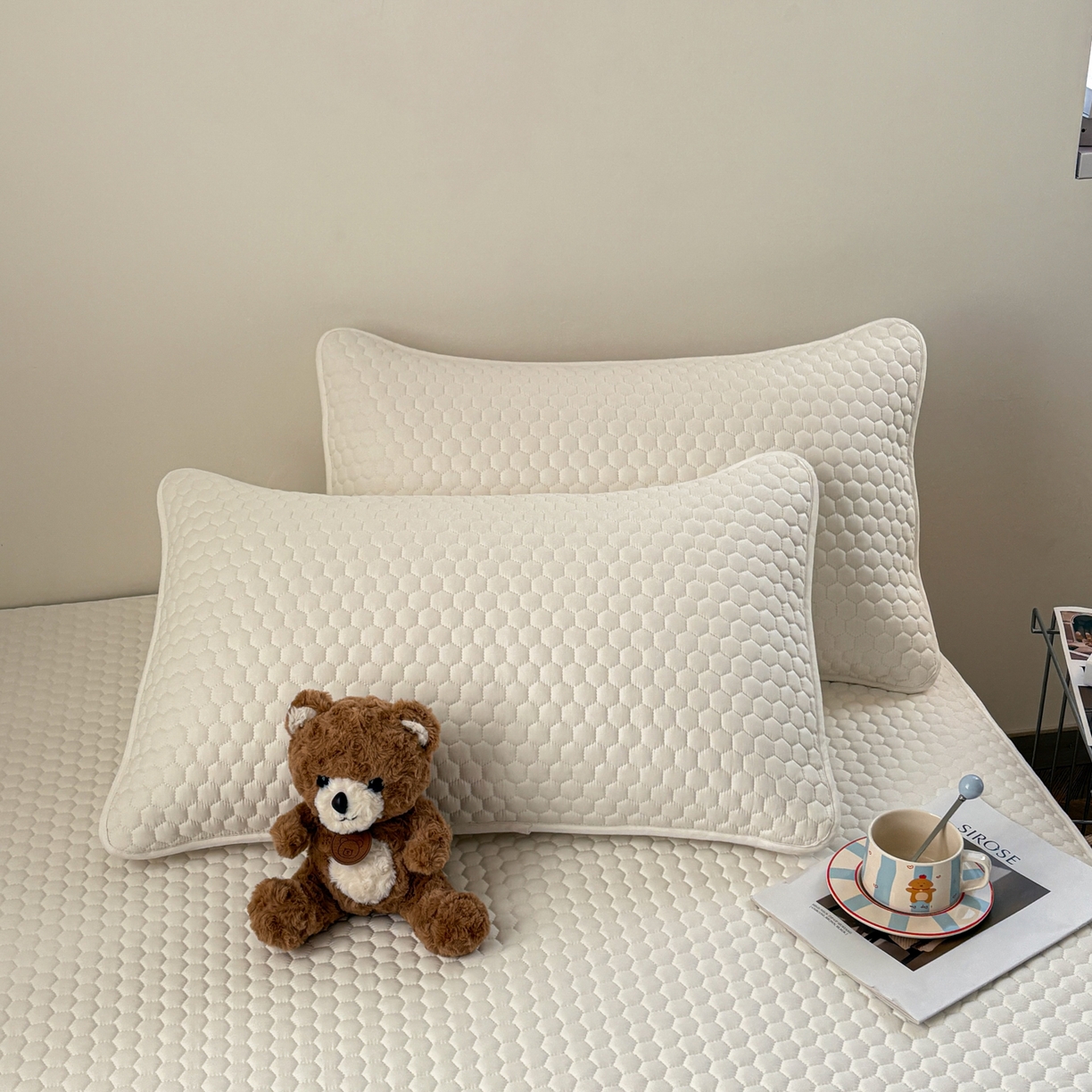 居眠 2026新款微笑全棉夹棉单枕套枕套单件 微笑-白色