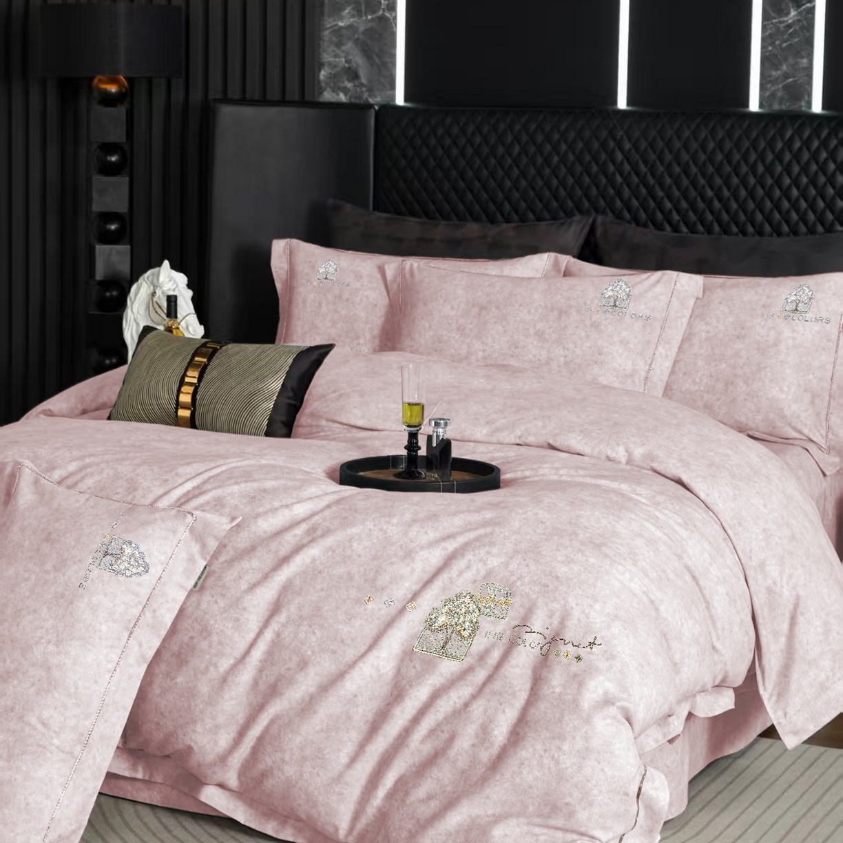 91家纺网 家纺一手货源 找家纺 （总）玖玖爱家纺 2026新款波尔卡全棉全工艺AB版刺绣四件套