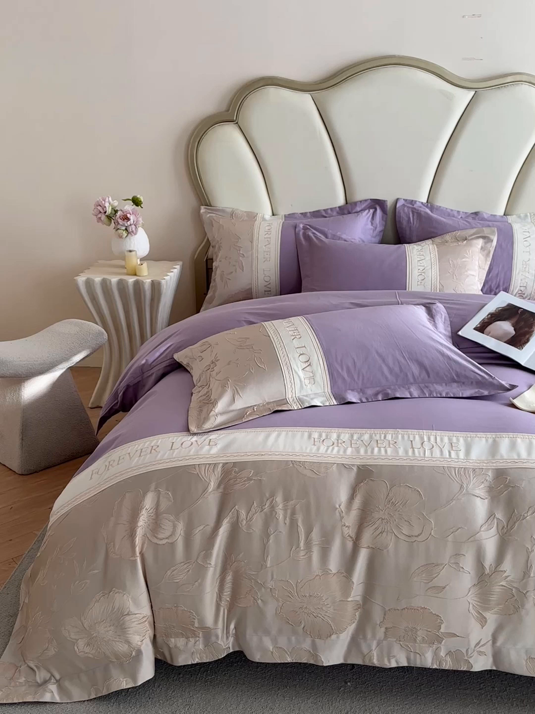 91家纺网 家纺一手货源 找家纺 犇牛仓储供应链 2026春夏新款浮雕刺绣四件套-浮光韵梦 浮光韵梦-星月紫