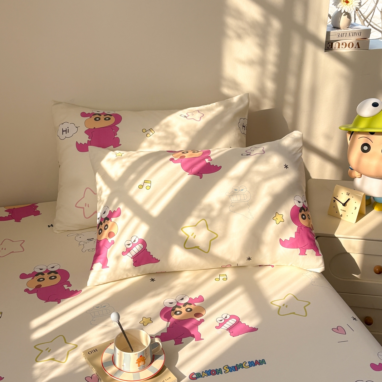 91家纺网 家纺一手货源 找家纺 居眠 2026新款全棉纯棉印花单层蜡笔小新单枕套枕套单件 百变小新