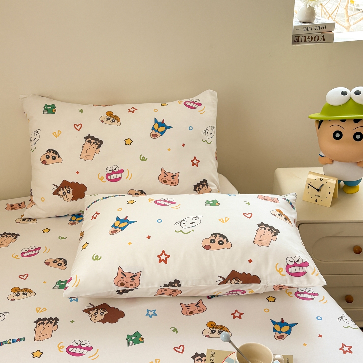 居眠 2026新款全棉纯棉印花单层蜡笔小新单枕套枕套单件 幸运小新