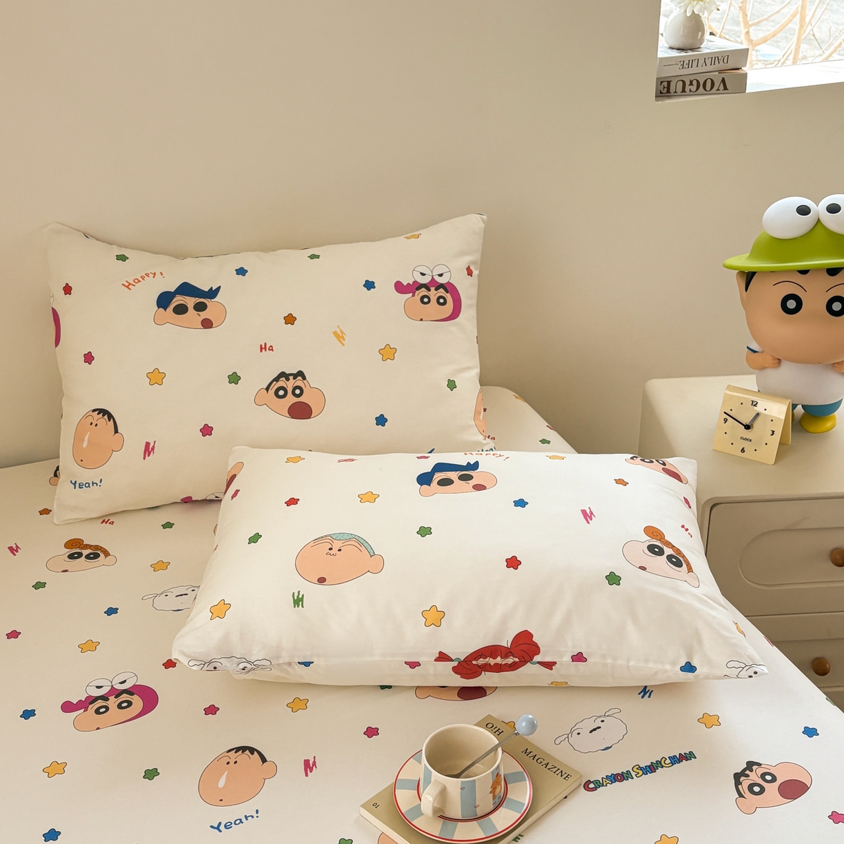 91家纺网 家纺一手货源 找家纺 居眠 2026新款全棉纯棉印花单层蜡笔小新单枕套枕套单件 小新派对