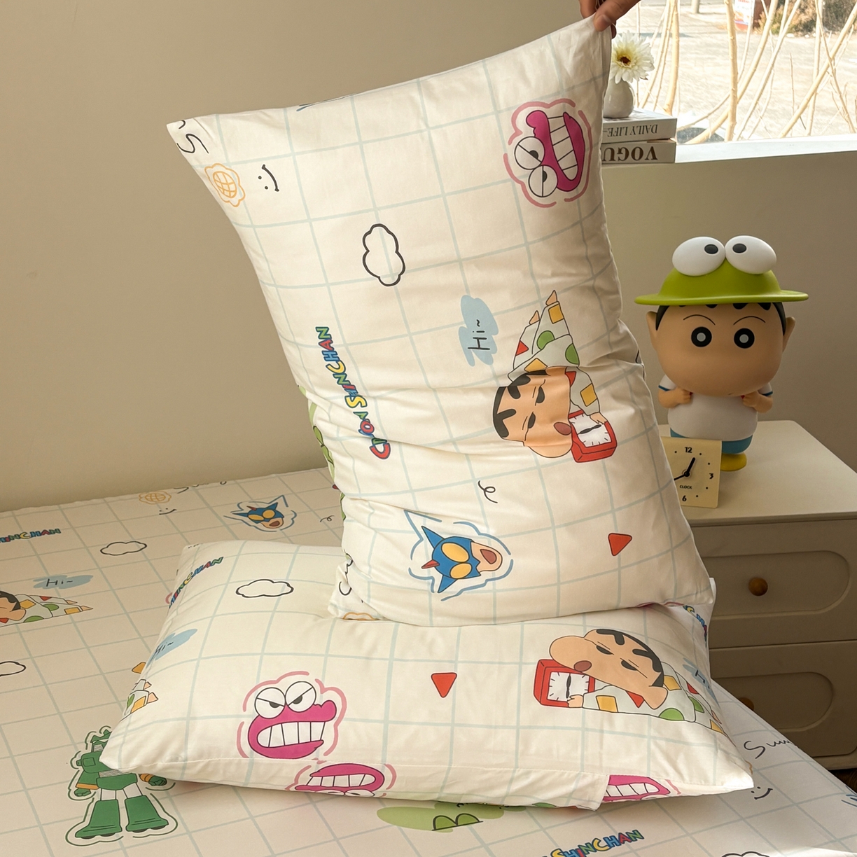 91家纺网 家纺一手货源 找家纺 居眠 2026新款全棉纯棉印花单层蜡笔小新单枕套枕套单件 休闲小新