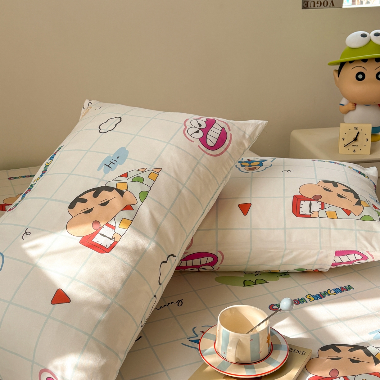 91家纺网 家纺一手货源 找家纺 居眠 2026新款全棉纯棉印花单层蜡笔小新单枕套枕套单件 休闲小新