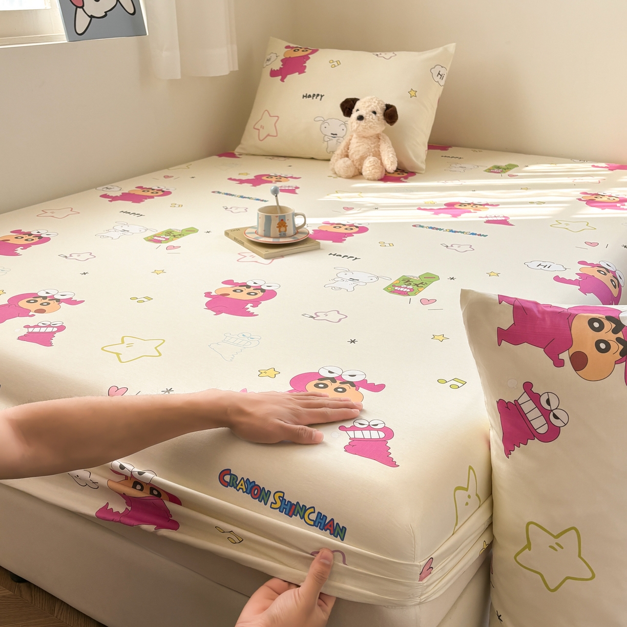 91家纺网 家纺一手货源 找家纺 （总）居眠 2026新款全棉纯棉印花单层蜡笔小新单床笠床笠单件