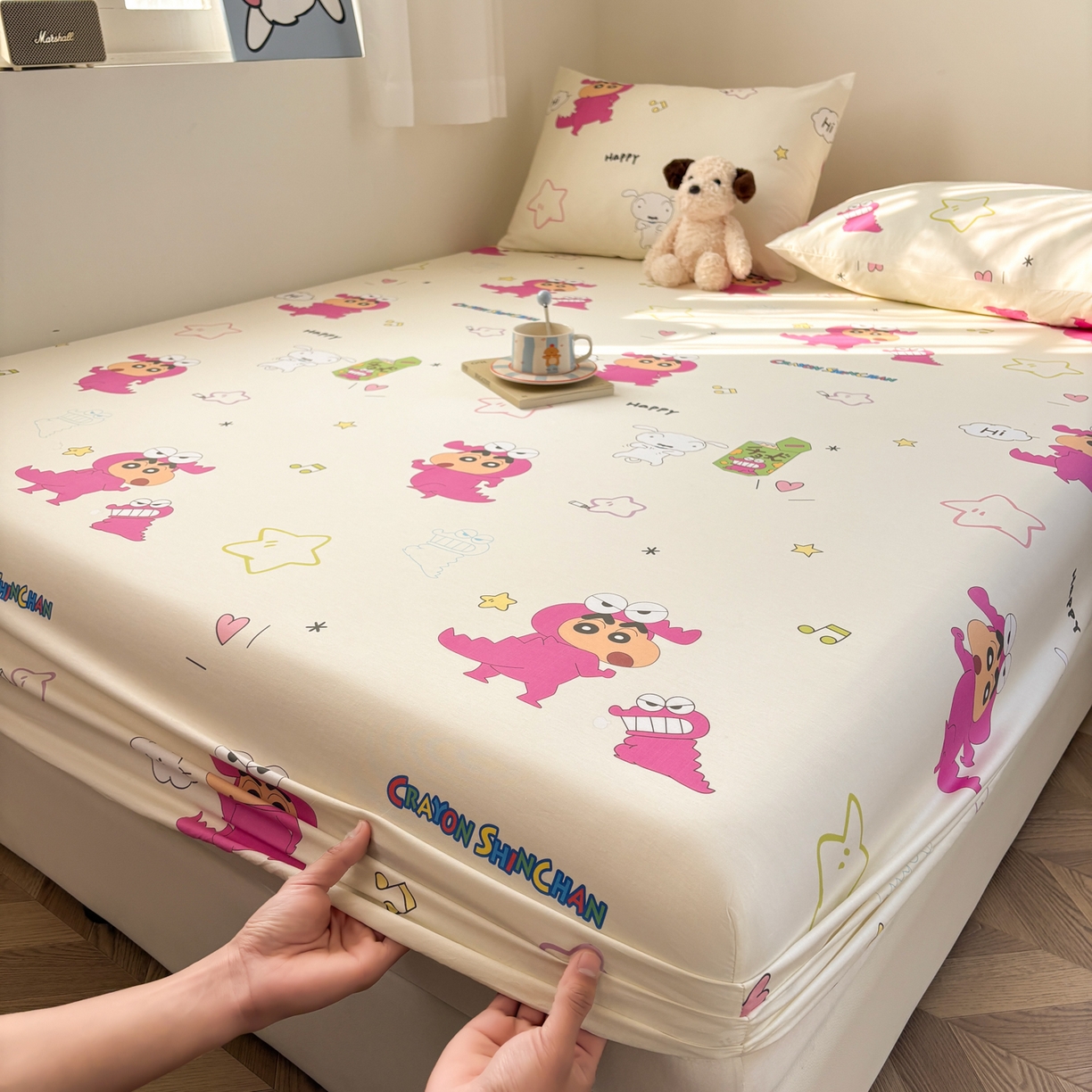 91家纺网 家纺一手货源 找家纺 （总）居眠 2026新款全棉纯棉印花单层蜡笔小新单床笠床笠单件