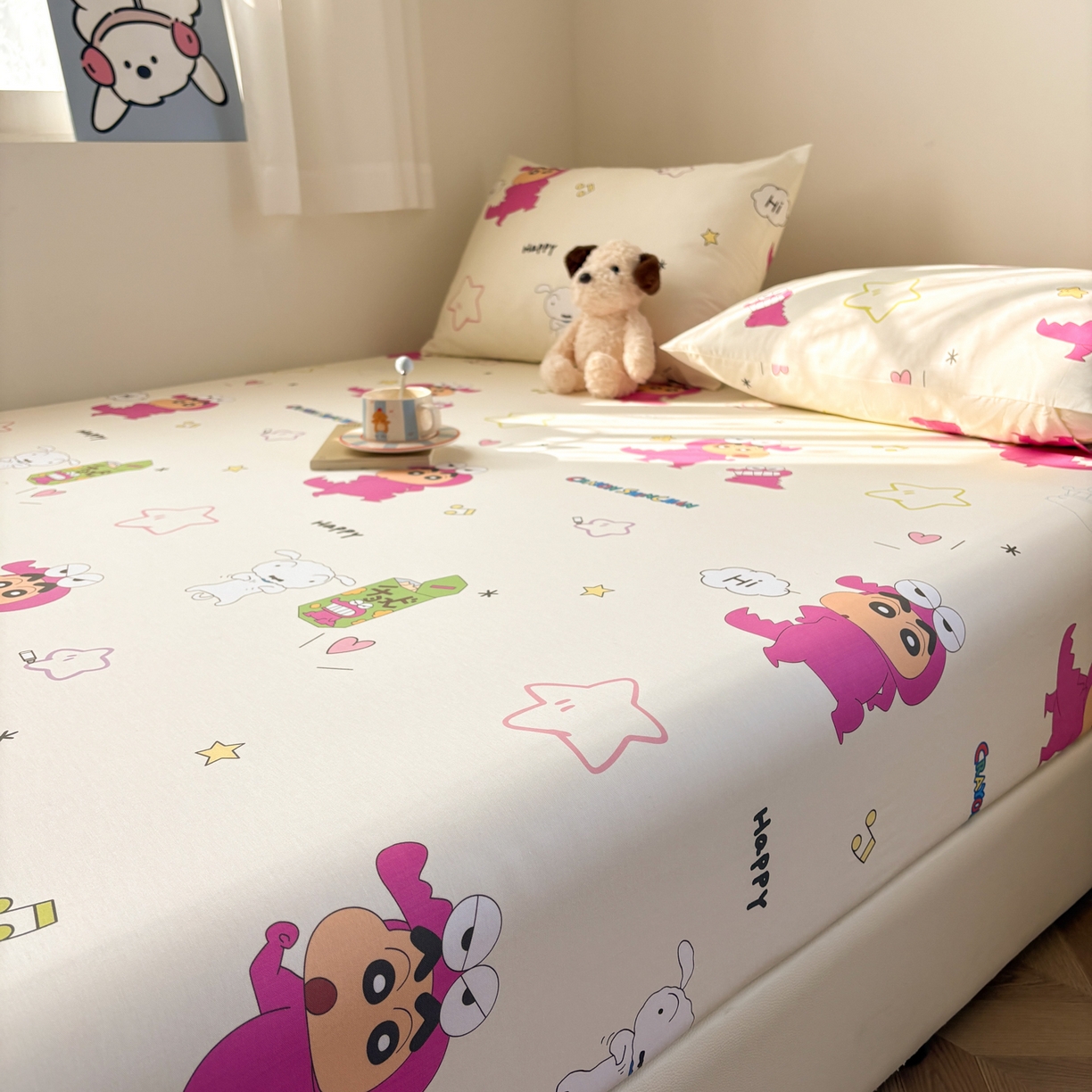 91家纺网 家纺一手货源 找家纺 （总）居眠 2026新款全棉纯棉印花单层蜡笔小新单床笠床笠单件