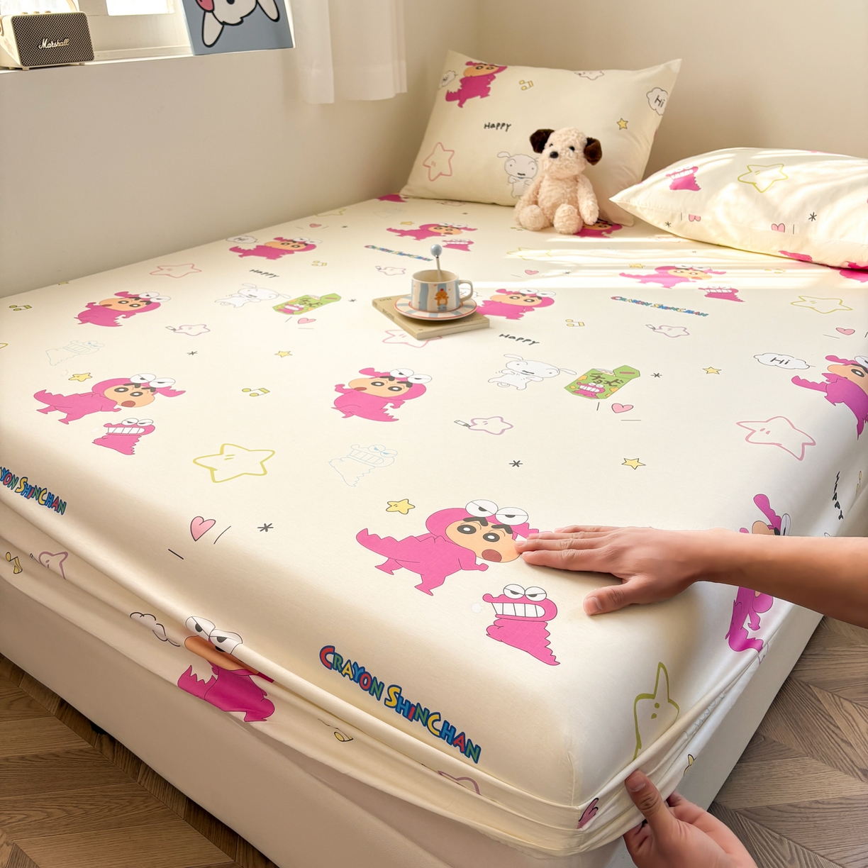 91家纺网 家纺一手货源 找家纺 （总）居眠 2026新款全棉纯棉印花单层蜡笔小新单床笠床笠单件