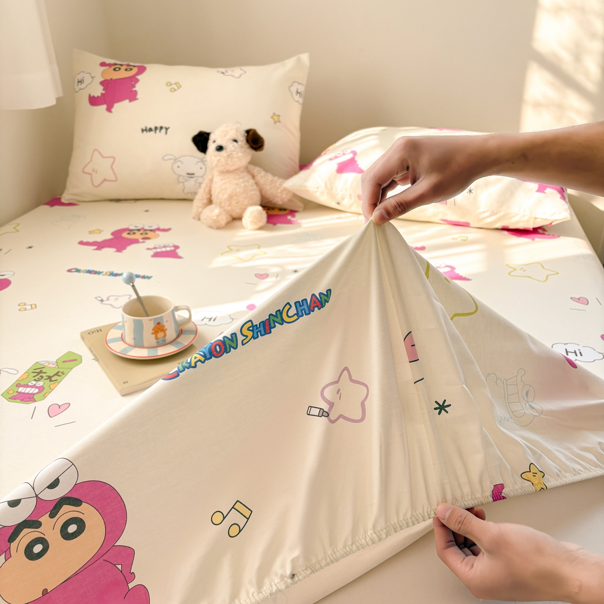 91家纺网 家纺一手货源 找家纺 居眠 2026新款全棉纯棉印花单层蜡笔小新单床笠床笠单件 百变小新