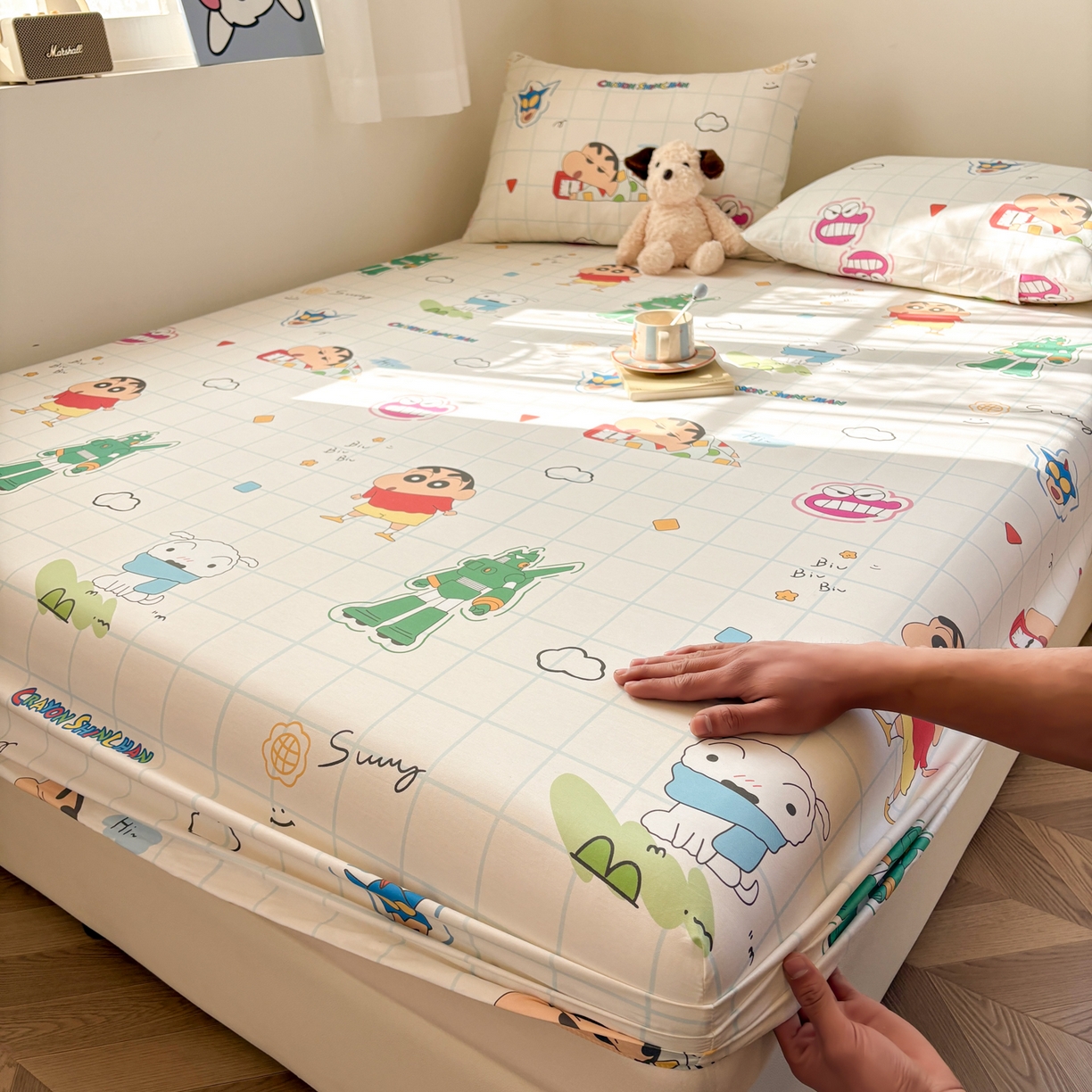 居眠 2026新款全棉纯棉印花单层蜡笔小新单床笠床笠单件 休闲小新