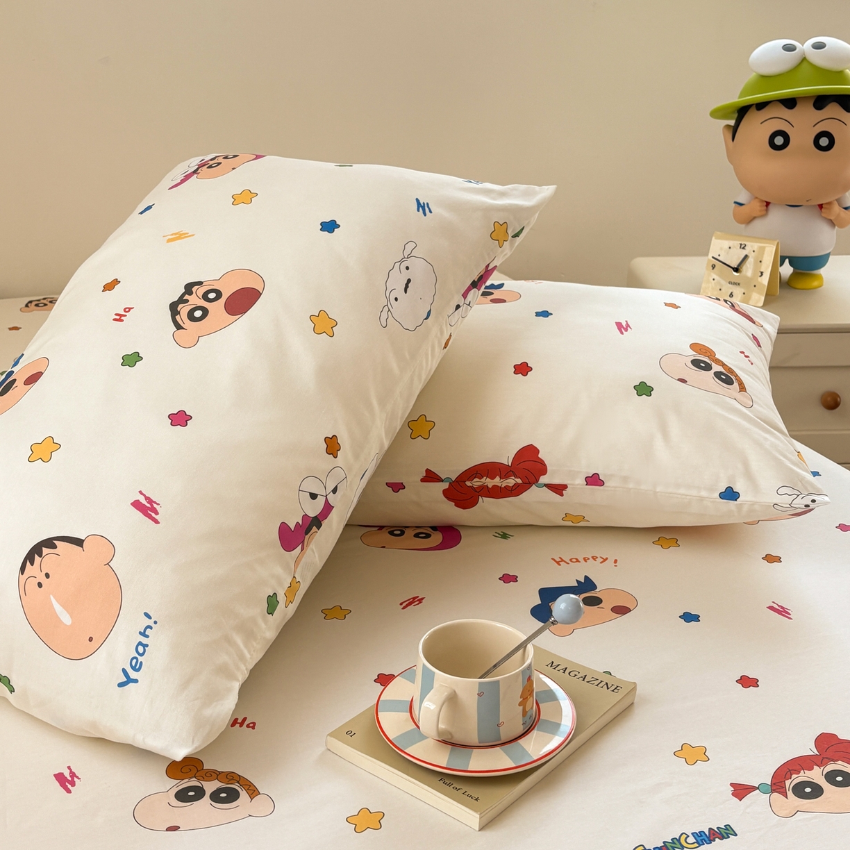 91家纺网 家纺一手货源 找家纺 居眠 2026新款全棉纯棉印花单层蜡笔小新单床笠床笠单件 小新派对