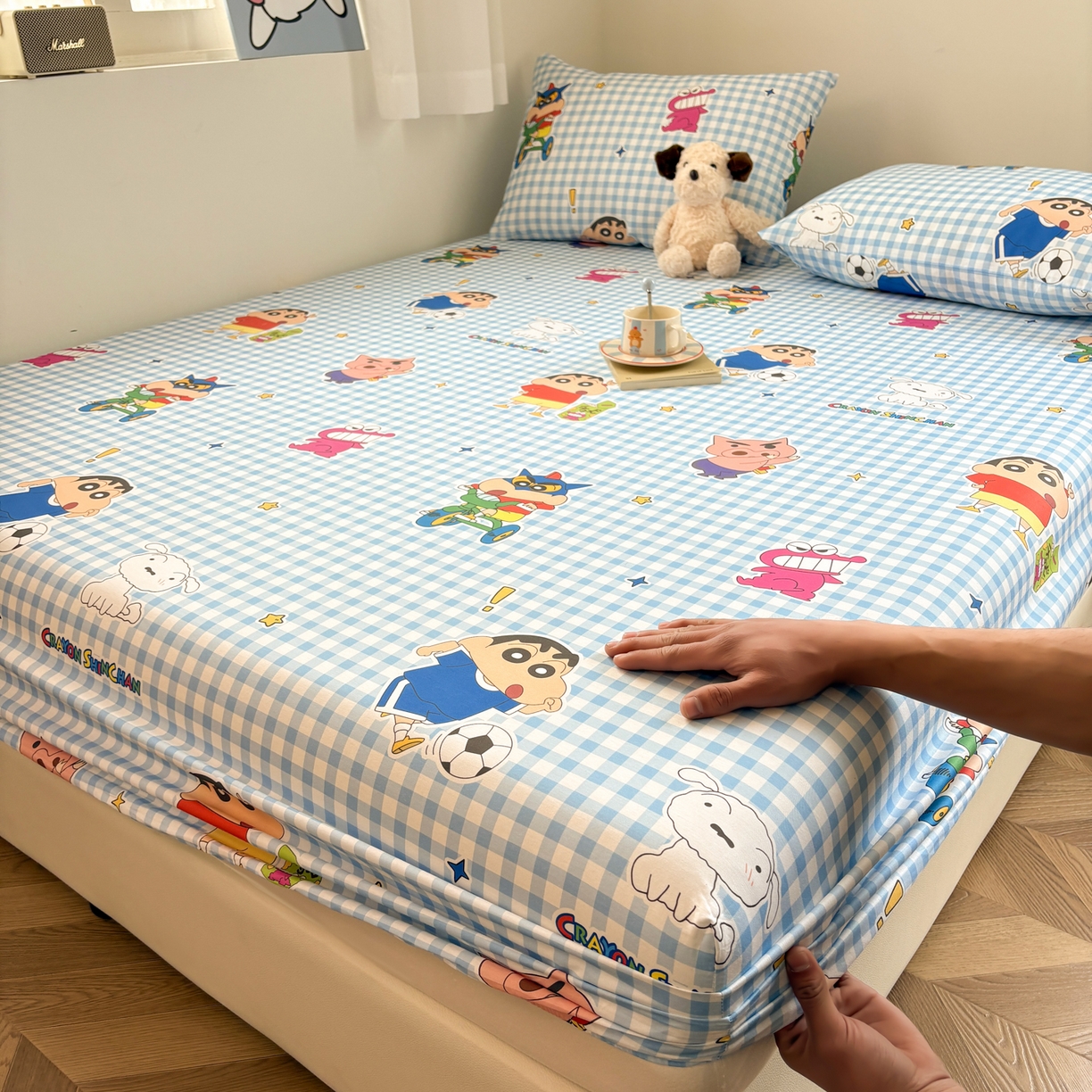 91家纺网 家纺一手货源 找家纺 （总）居眠 2026新款全棉纯棉印花单层蜡笔小新单床笠床笠单件