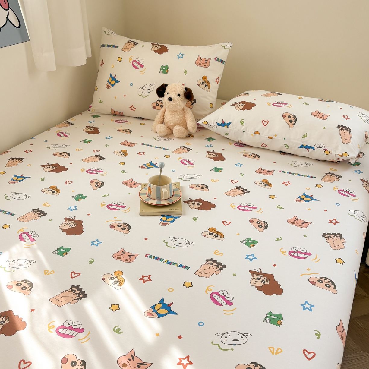 91家纺网 家纺一手货源 找家纺 居眠 2026新款全棉纯棉印花单层蜡笔小新单床笠床笠单件 幸运小新