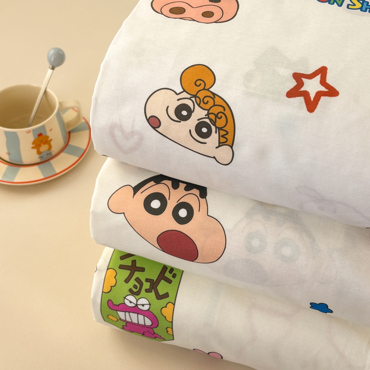 91家纺网 家纺一手货源 找家纺 居眠 2026新款全棉纯棉印花单层蜡笔小新单床笠床笠单件 组合图仅供展示-不可下单