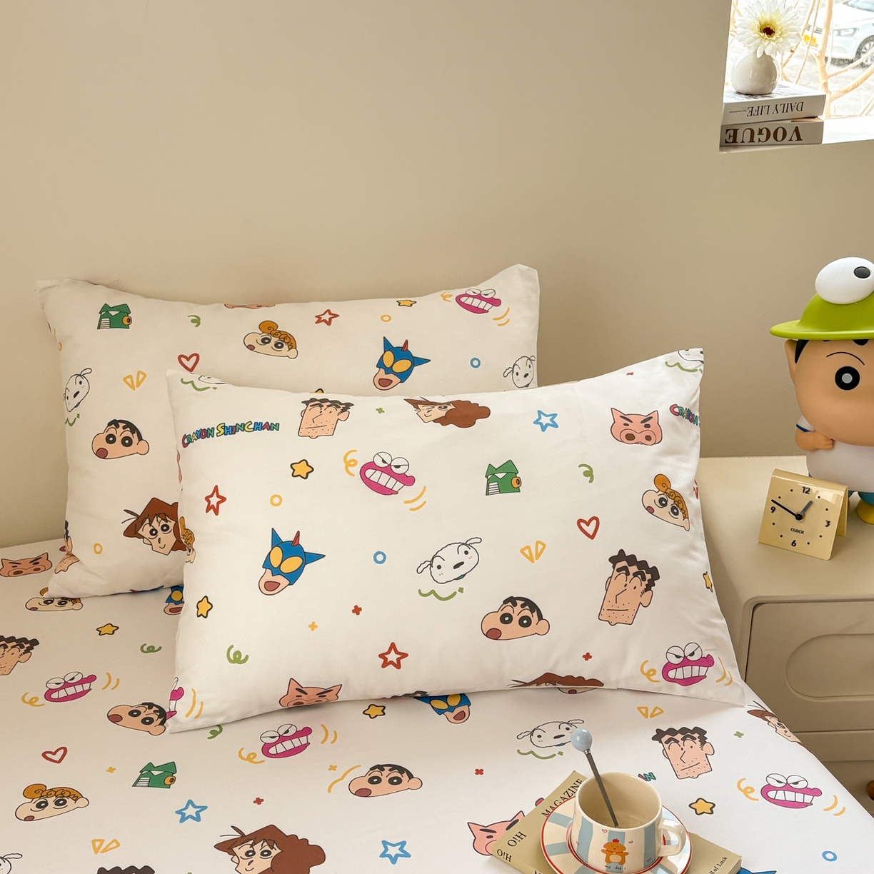 91家纺网 家纺一手货源 找家纺 居眠 2026新款全棉纯棉印花单层蜡笔小新单床笠床笠单件 幸运小新