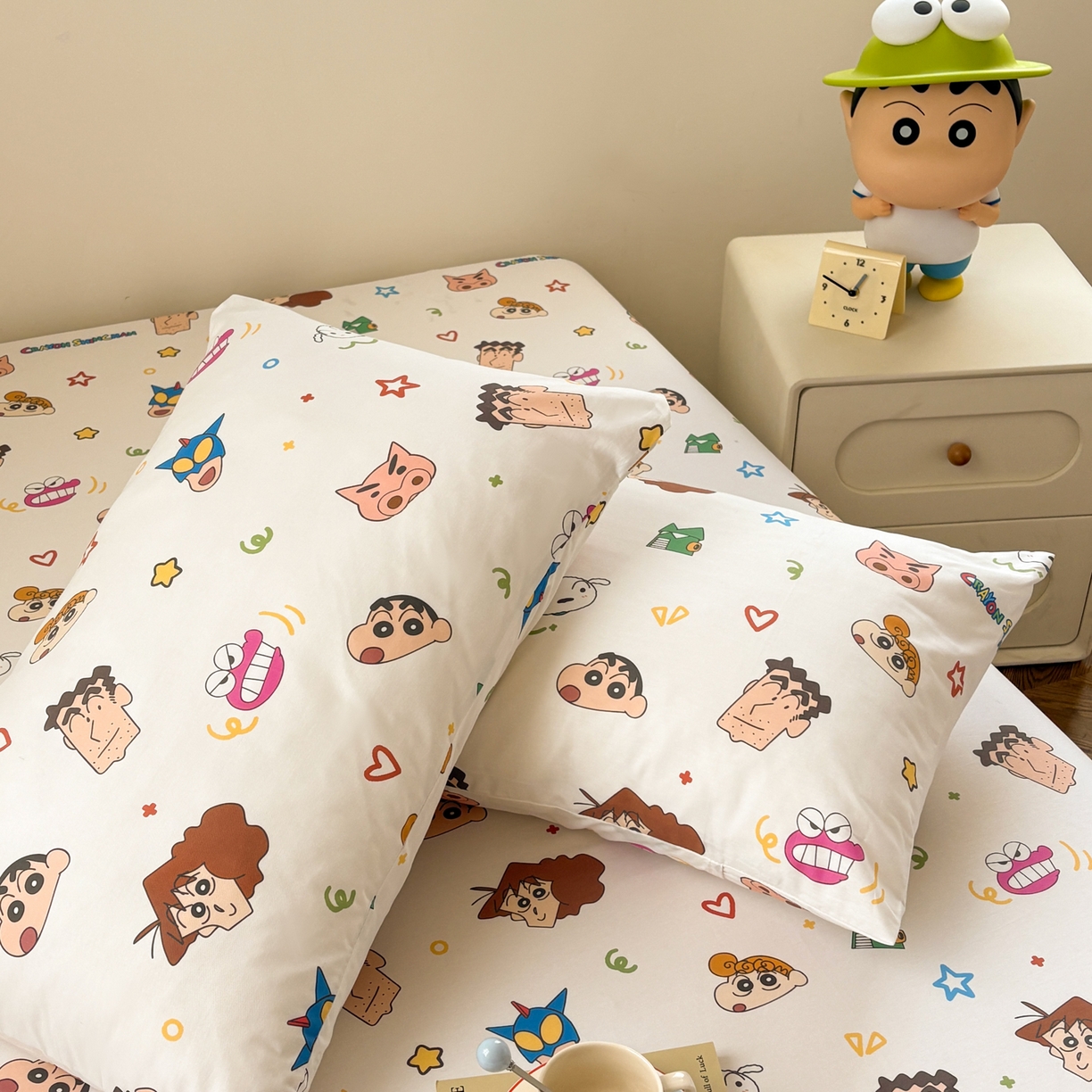 91家纺网 家纺一手货源 找家纺 居眠 2026新款全棉纯棉印花单层蜡笔小新单床笠床笠单件 幸运小新