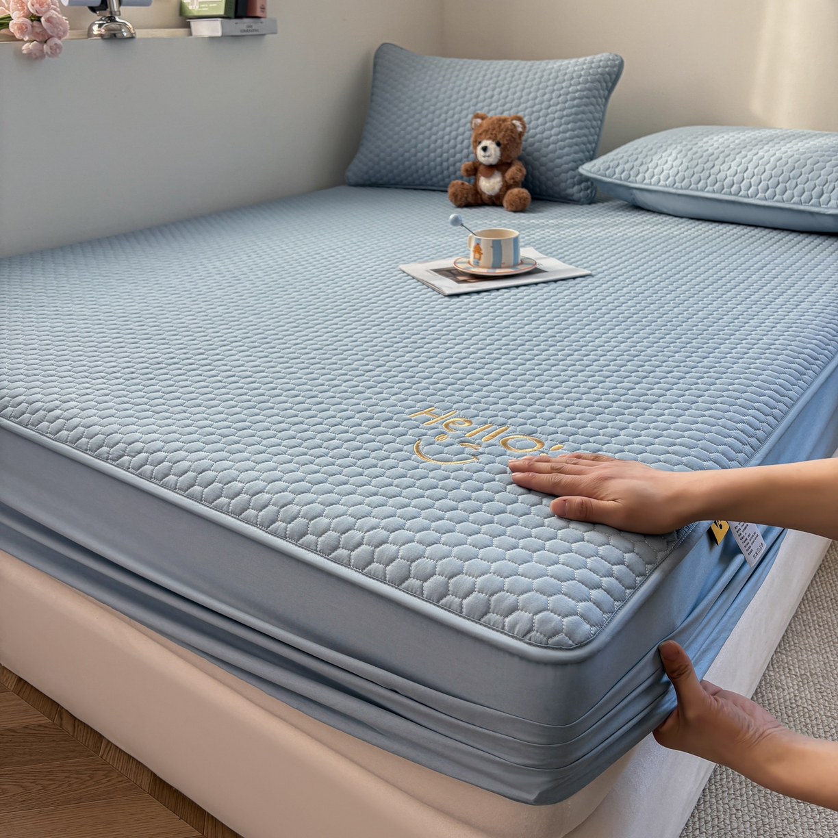 91家纺网 家纺一手货源 找家纺 （总）居眠 2026新款微笑全棉夹棉单床笠床笠单件