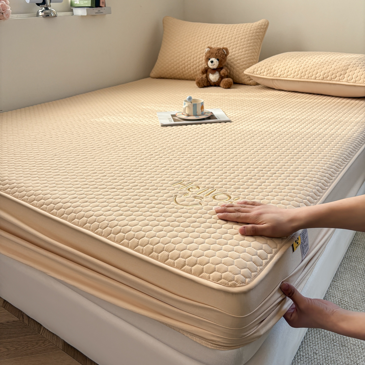 91家纺网 家纺一手货源 找家纺 （总）居眠 2026新款微笑全棉夹棉单床笠床笠单件