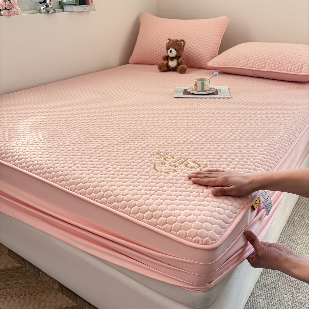 91家纺网 家纺一手货源 找家纺 （总）居眠 2026新款微笑全棉夹棉单床笠床笠单件