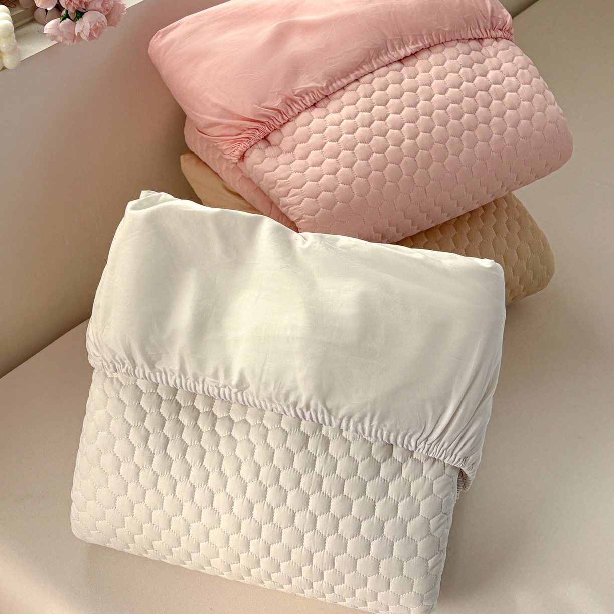 91家纺网 家纺一手货源 找家纺 居眠 2026新款微笑全棉夹棉单床笠床笠单件 组合图仅供展示-不可下单